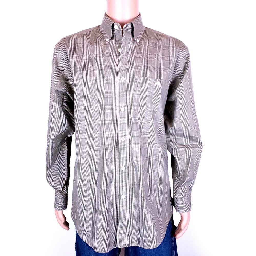 ORVIS Men Button Front Shirt 100% Cotton Check Long Sleeves Size M